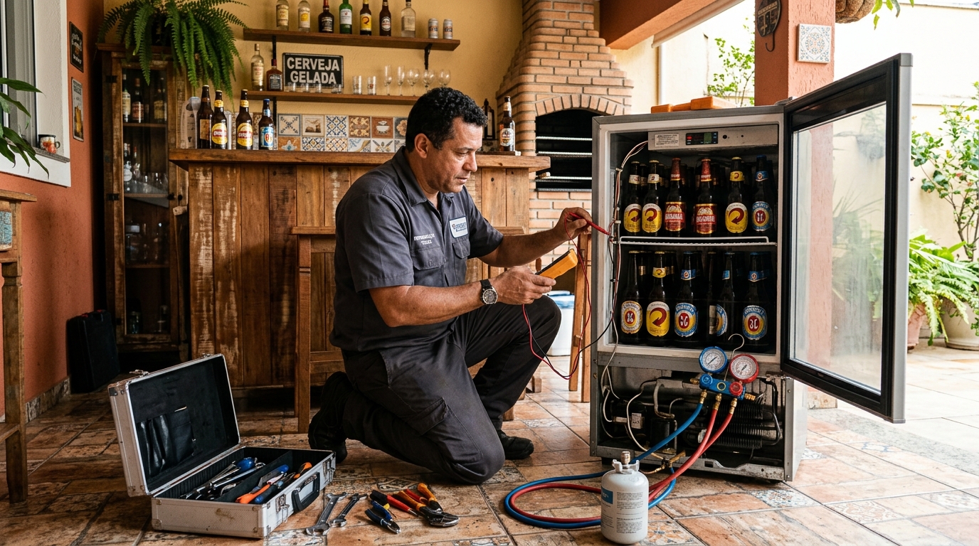 Recarga de gás refrigerante em cervejeira em atendimento em Joinville‑SC