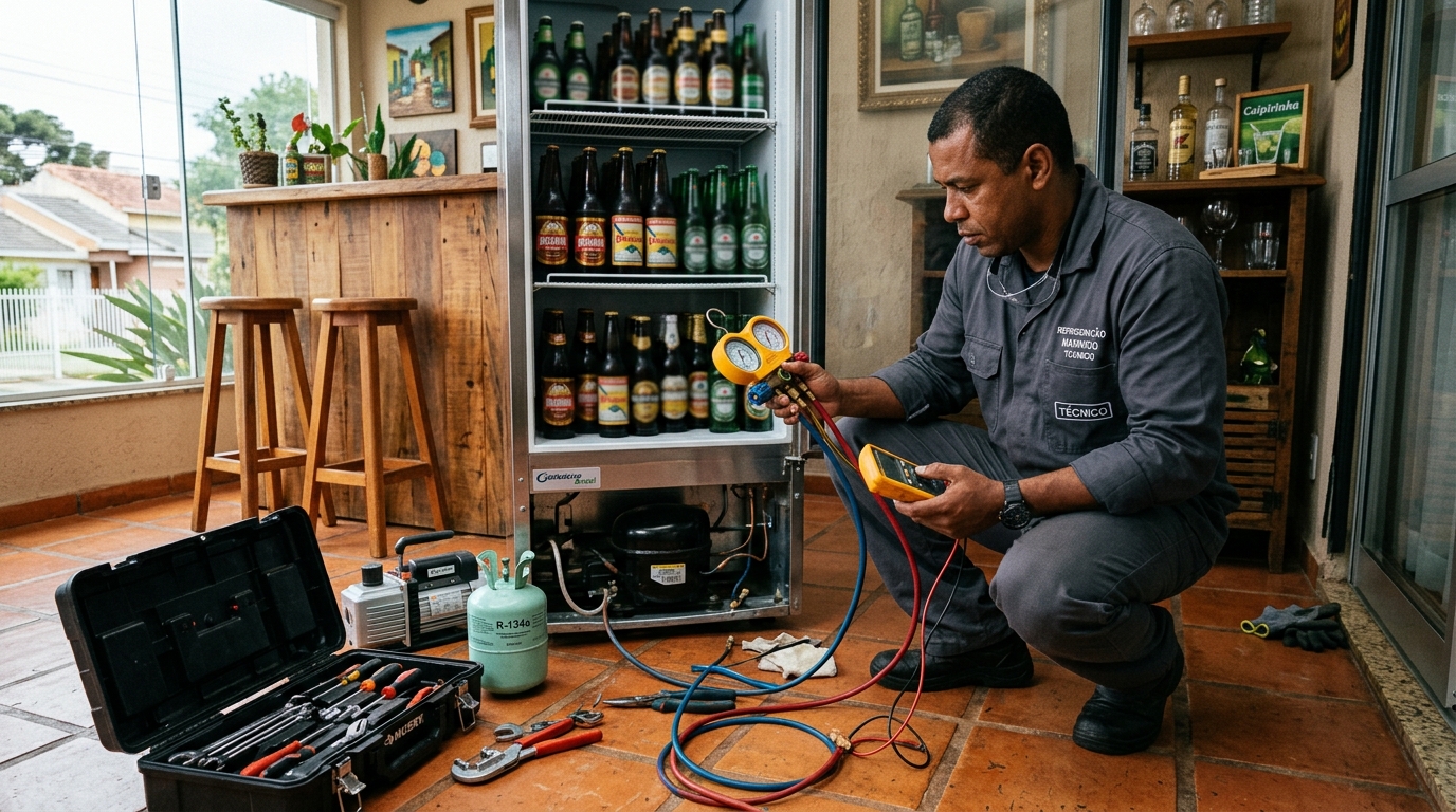 Técnico de conserto de cervejeira em residência em Joinville‑SC